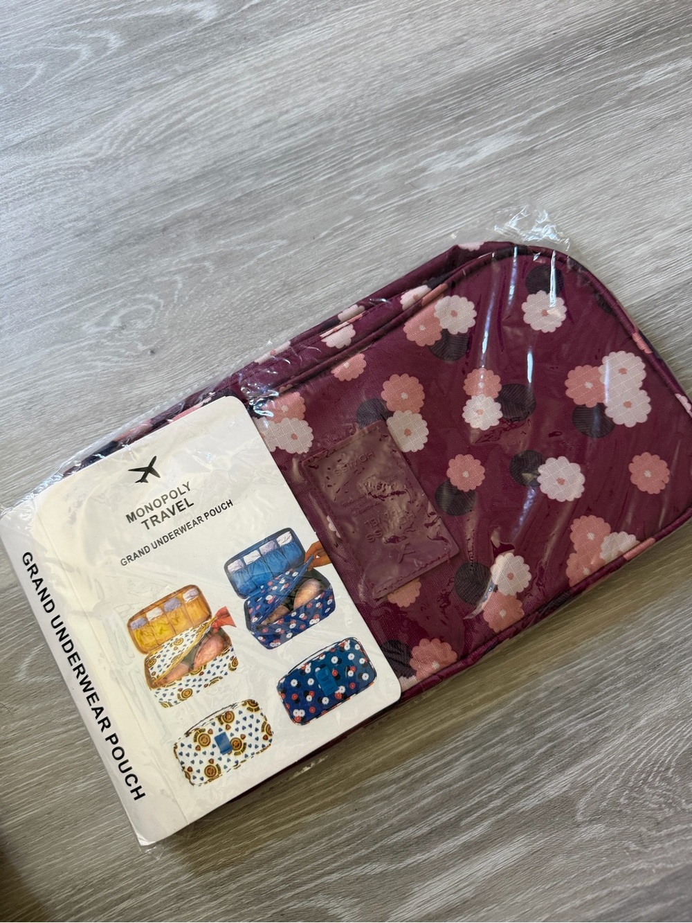 Floral Underwear Pouch - Maroon